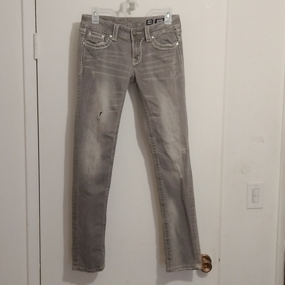Miss Me Gray Skinny Jeans. Sz 28 - Picture 2 of 7